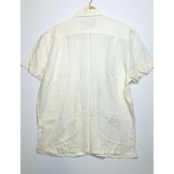 CHUBBIES Ivory Lotus Rayon Sunday Button Up Short Sleeve Cream Shirt Men's M NWT - Picture 2 of 7